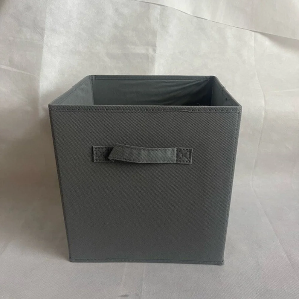 Set of 6 Gray Fabric Storage Cubes 13x13x13 Foldable Bins with Handles NIB